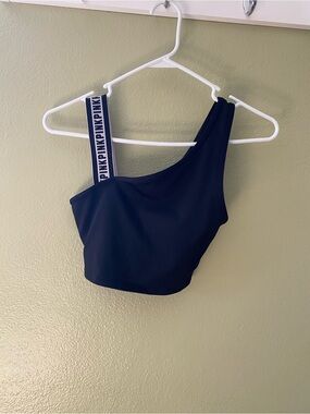 PINK Victoria's Secret One-Shoulder Black Crop Top